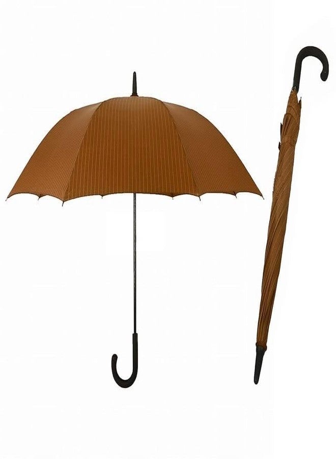 VIKIJO 37 Inches big UV Protection stick Umbrella, Automatic Open Hook Handle Stick Golf Umbrellas for Rain, Sun & Wind Protection (Brown) - Image 4